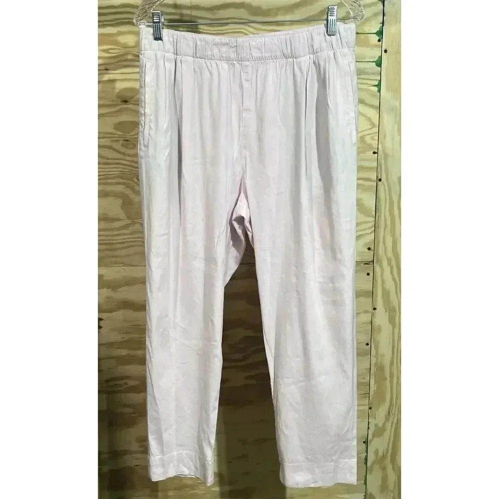 Vince Women’s Pants Pink Linen Blend Pull On Trouser Elastic Waist Size Large